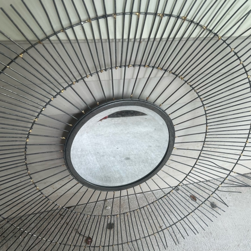 ‘FOLKSY’ / industrial silver mirror metal sunburst. ARCHITECTURAL SALVAGE